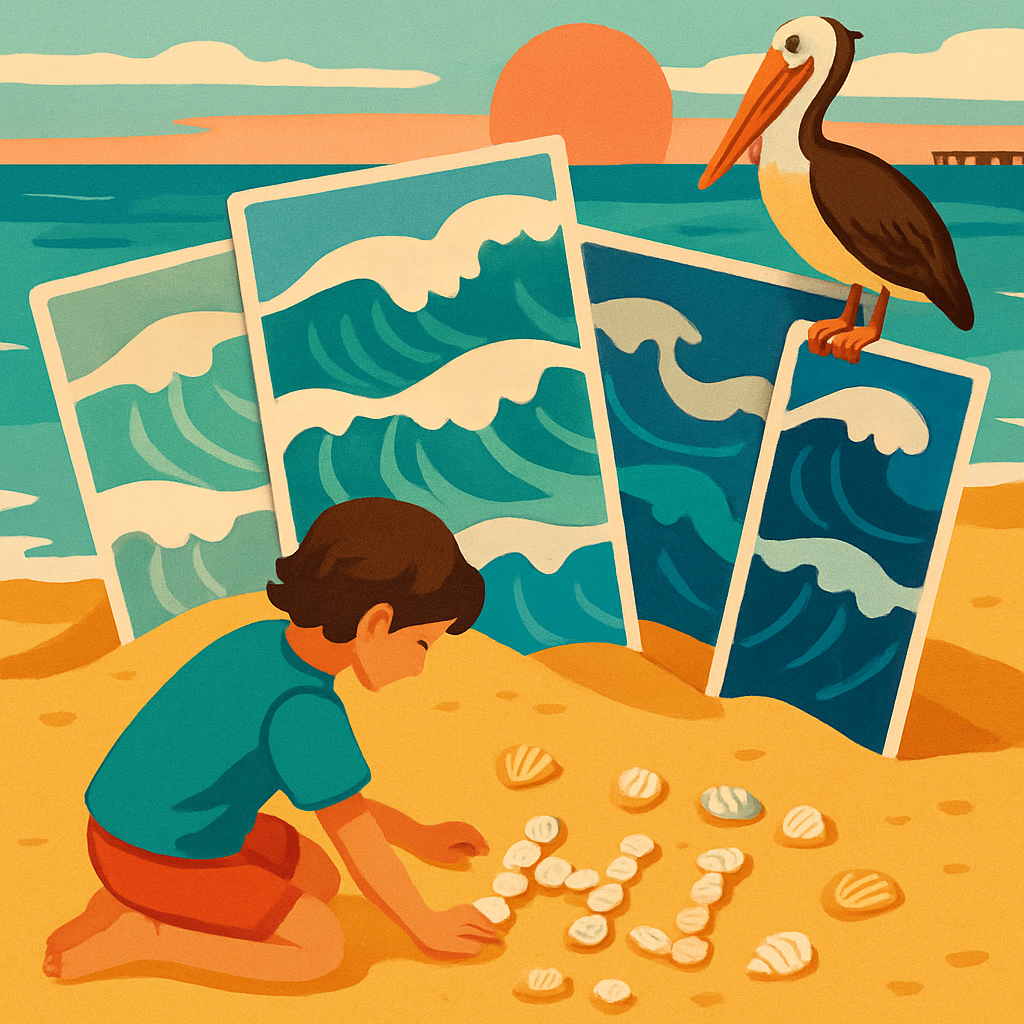 Neon Tide Beach Postcards Number painting