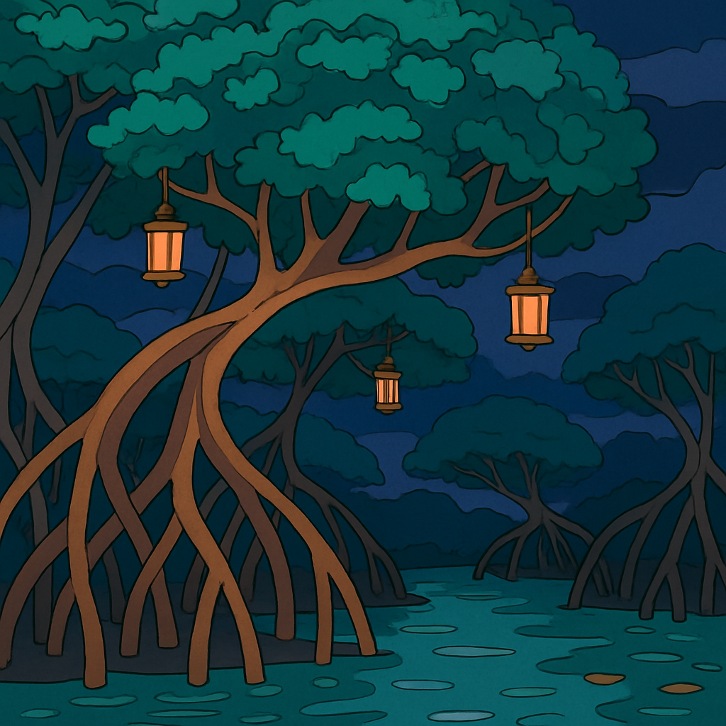 Lanternlit Mangrove Tree Labyrinth paint by color