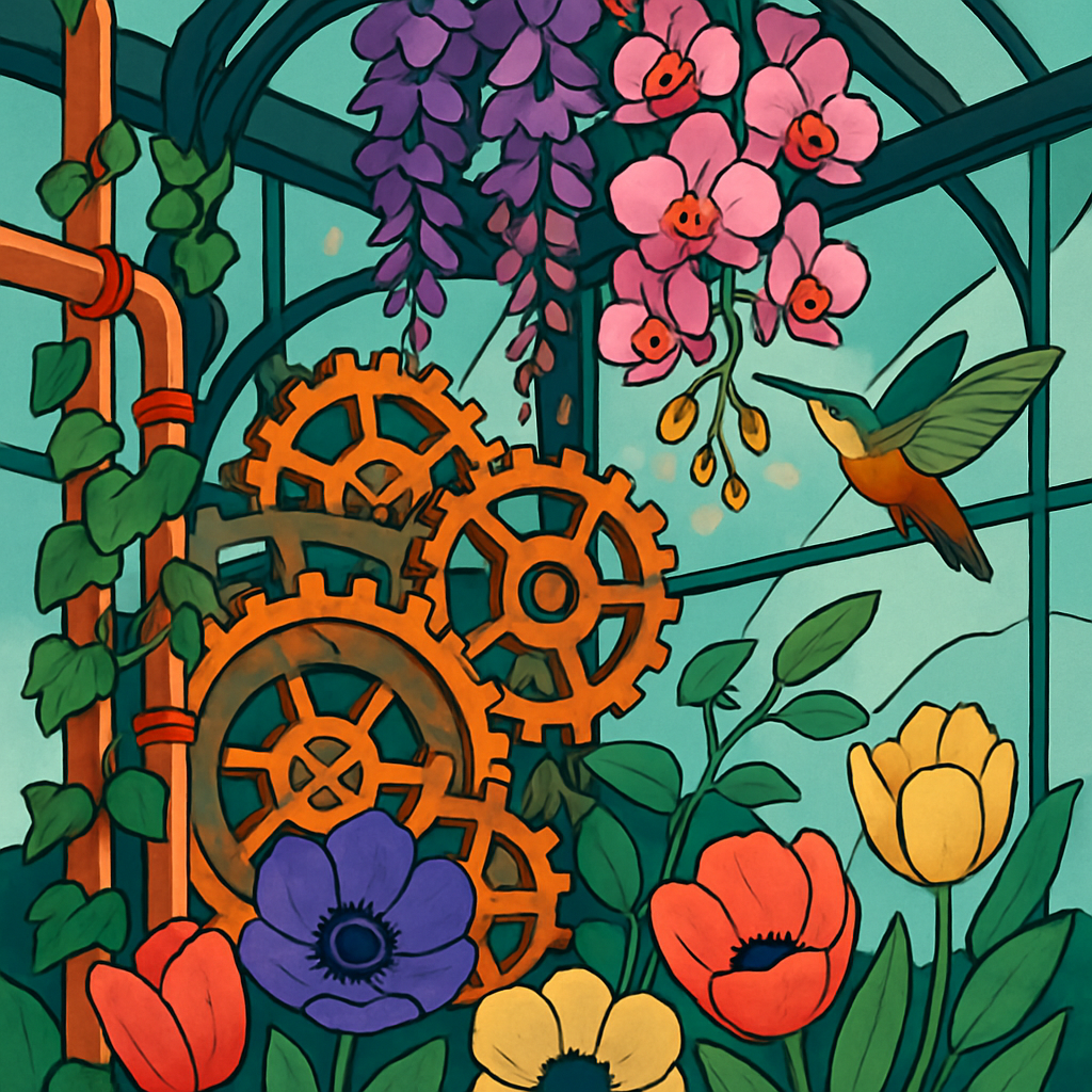 Clockwork Conservatory With Flowers Number painting