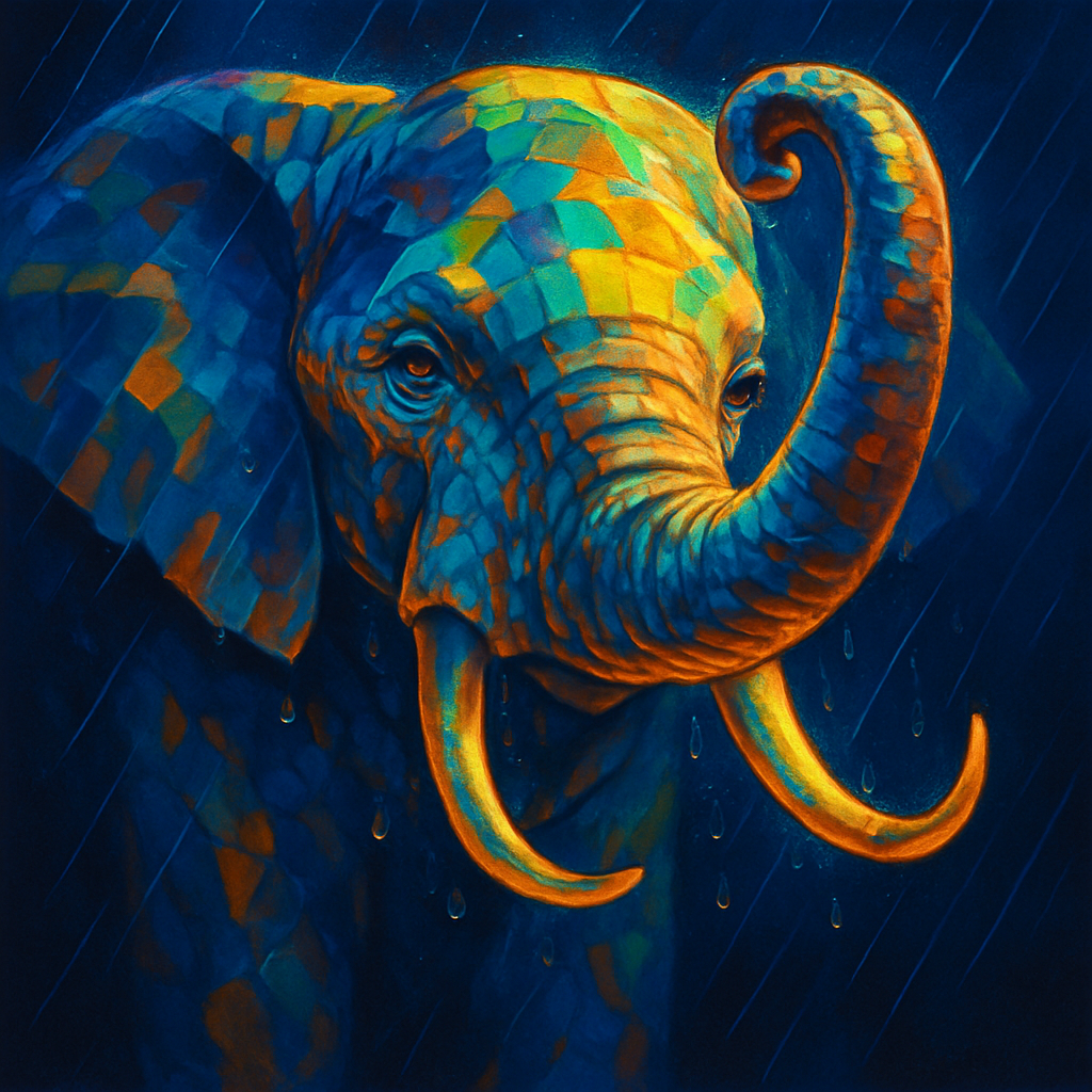Monsoon Prism Elephant Reverie Number painting