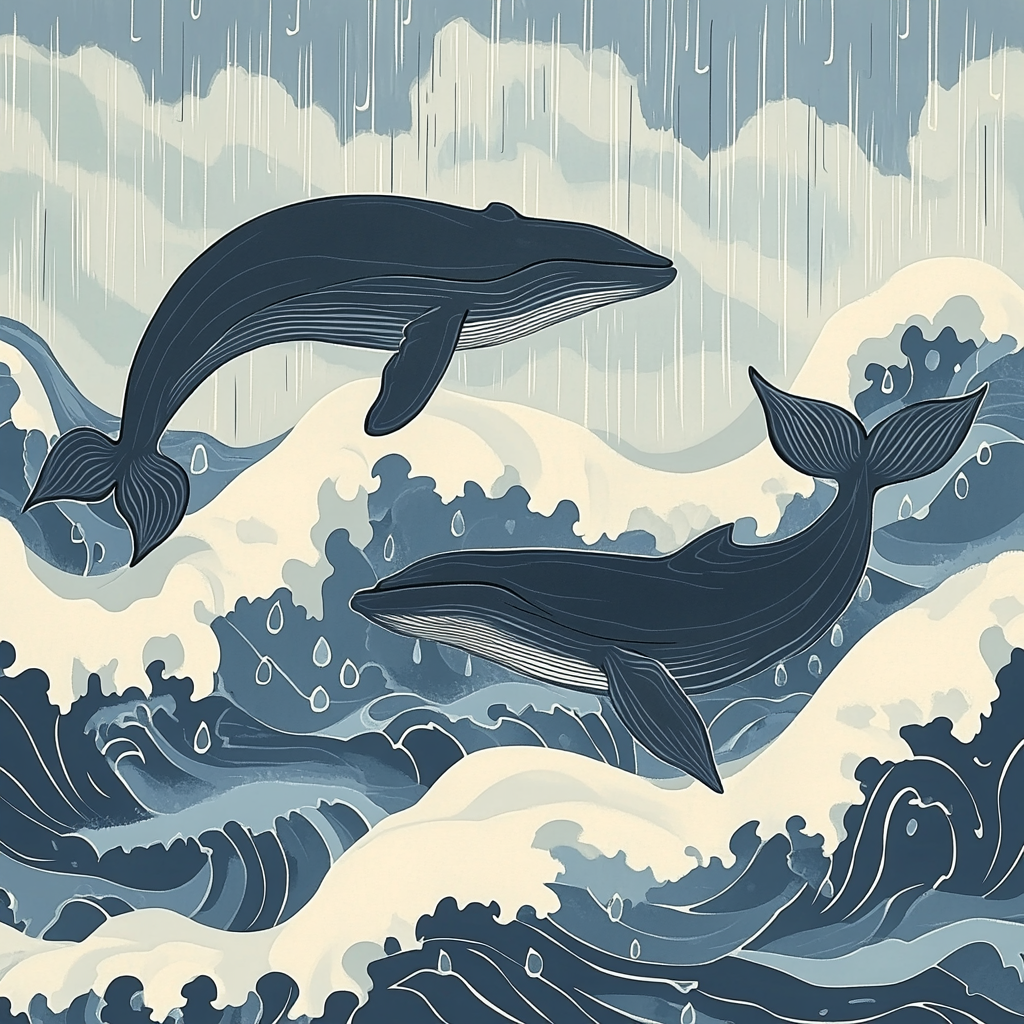 Hokusai Inspired Ocean Storm With Whales paint by numbers