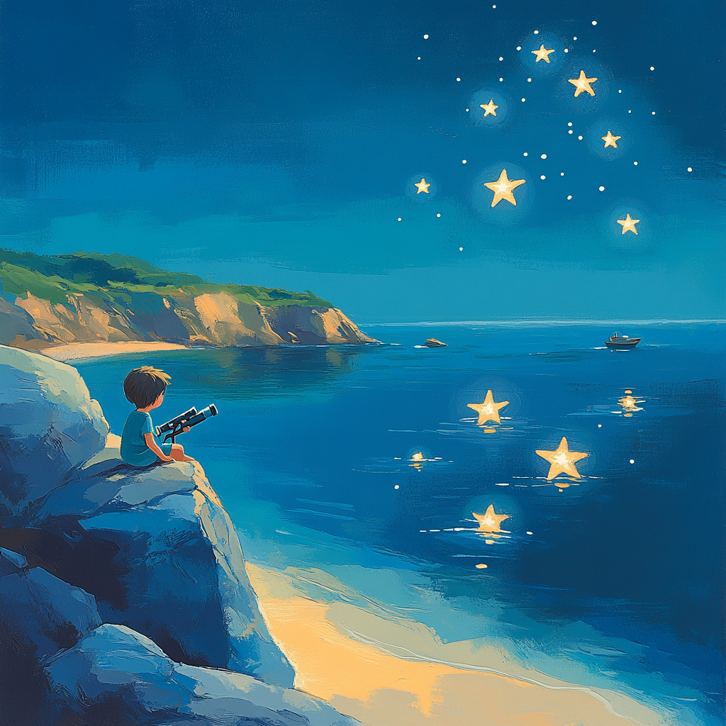 Luca Seaside Starfish Telescope Night Disney Inspired paint by number