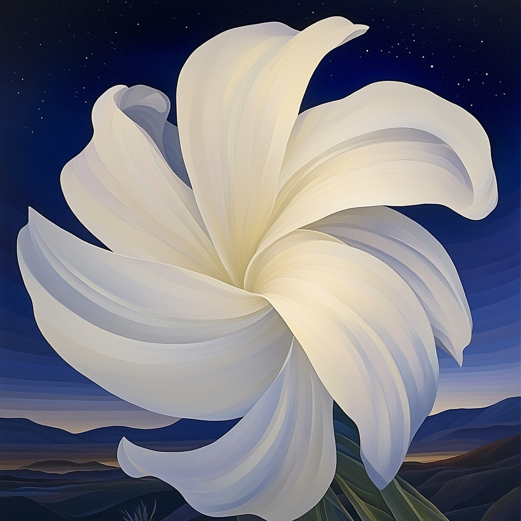 Georgia O’Keeffe Inspired Moonlit Yucca Bloom Abstraction paint by number