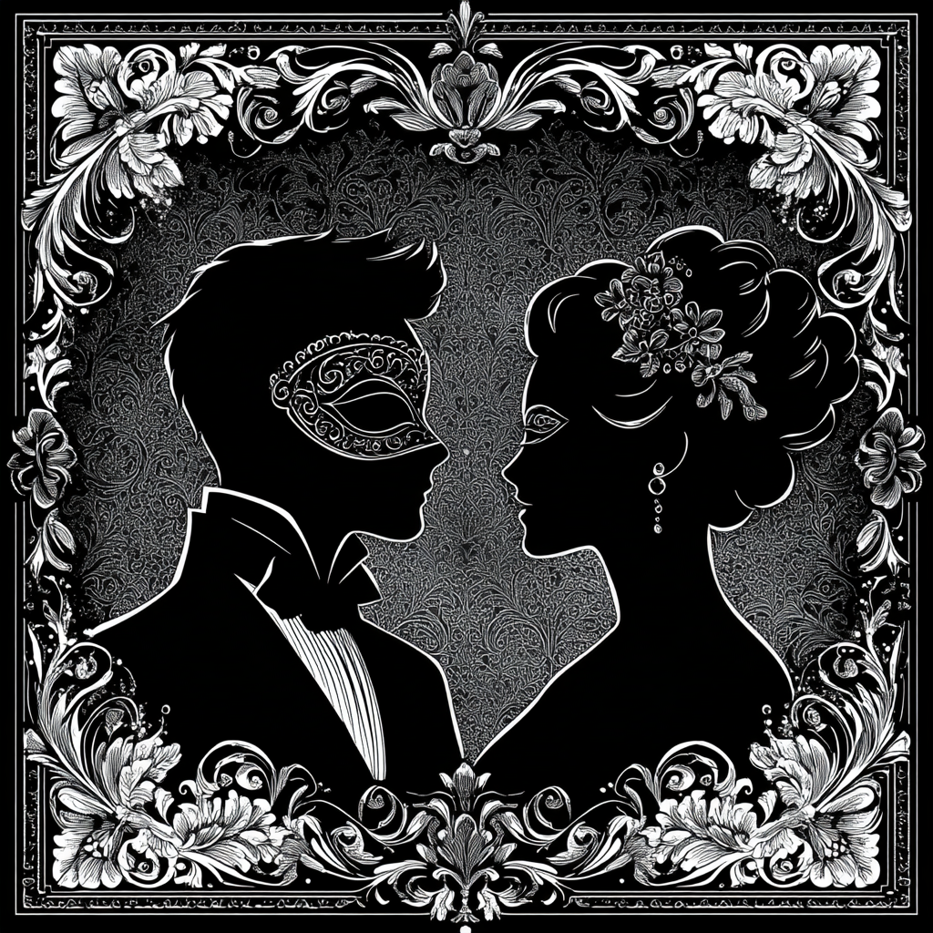 Aubrey Beardsley Inspired Masquerade Night Pattern Paint by numbers kits