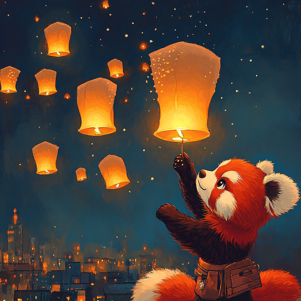 Mei Lee Red Panda Sky Lantern Orbit Disney Inspired paint by color