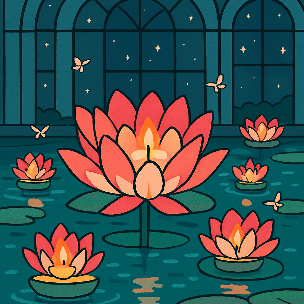 Lanternlit Floating Flowers Conservatory Painting by numbers kit