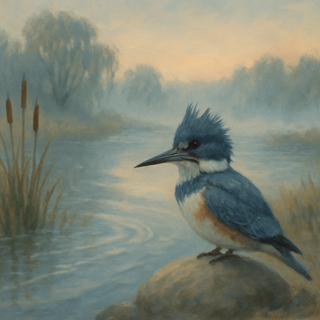 Mist River Kingfisher Pause Paint by numbers art