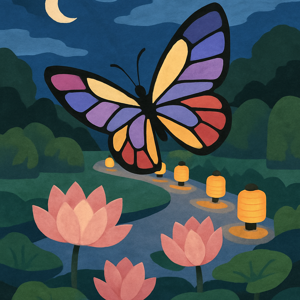 Lanternlit Butterfly Pathway Garden Paint by numbers kits