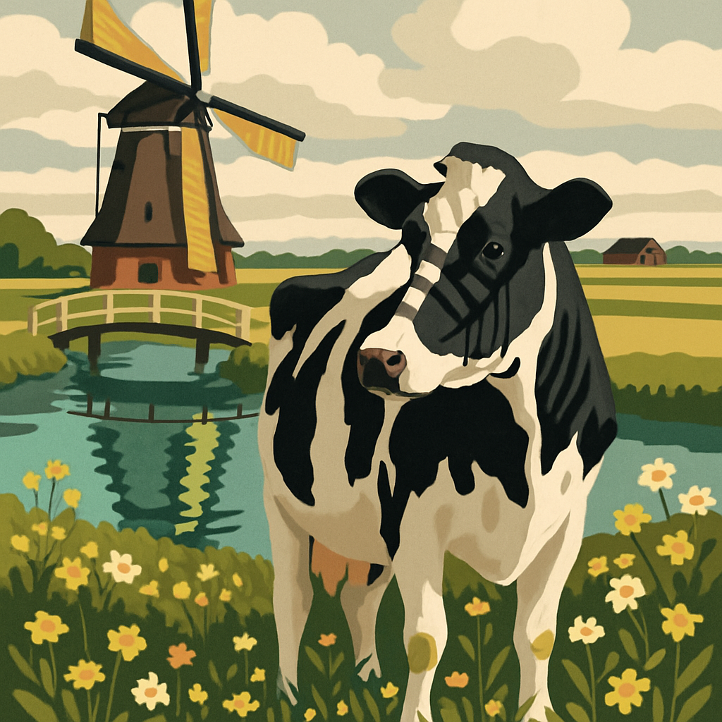 Windmill Shadow Cow Pasture DIY paint by numbers