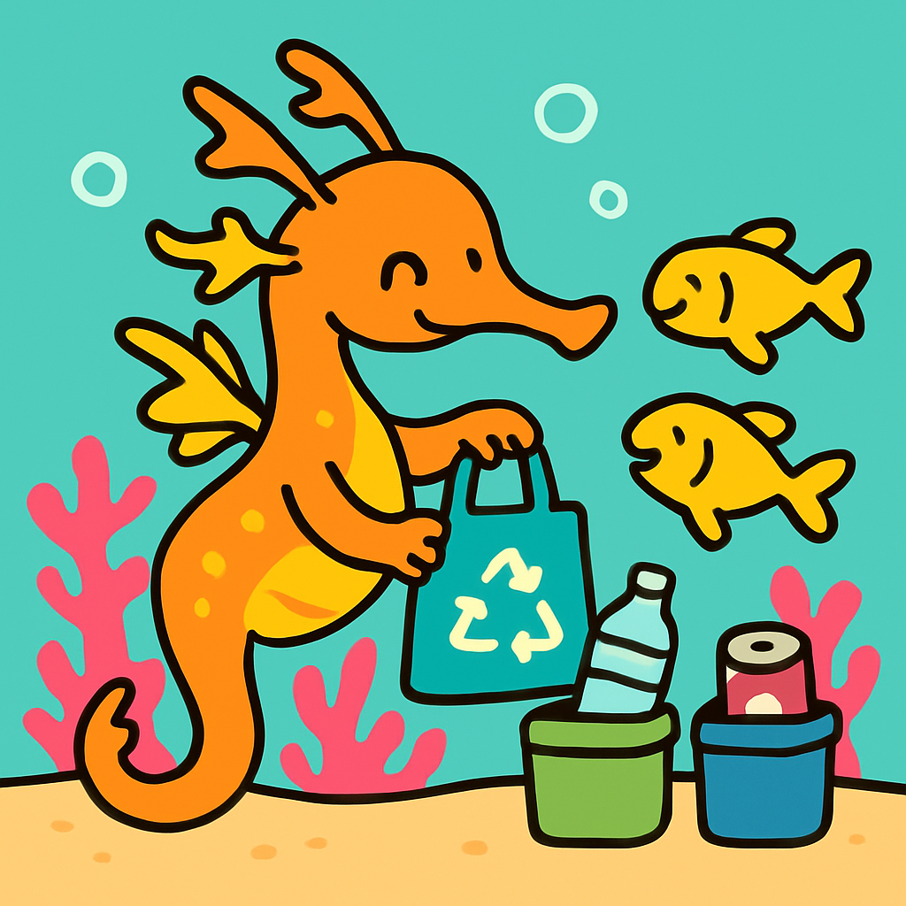Coral Reef Recycling Seadragon Paint by numbers art