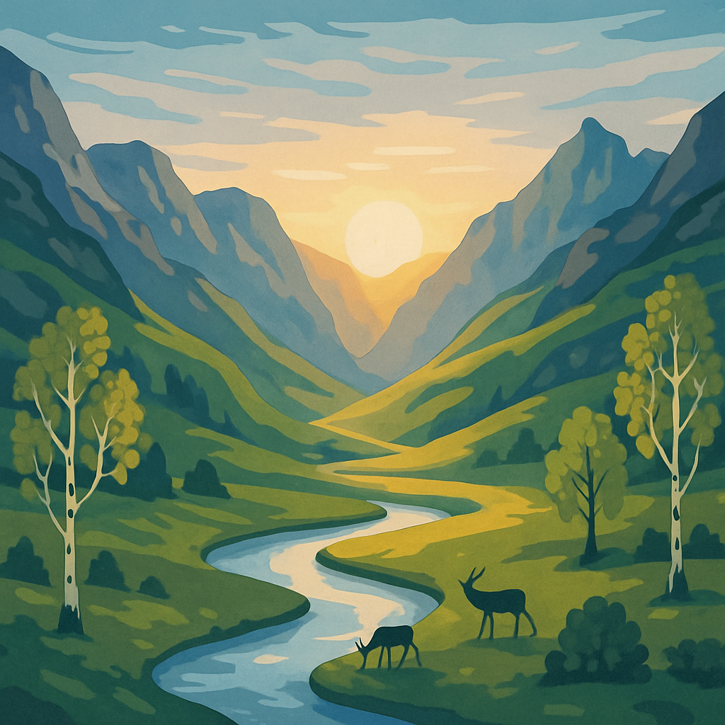 Meadow Pass With Landscape Lightspill Painting by numbers kit