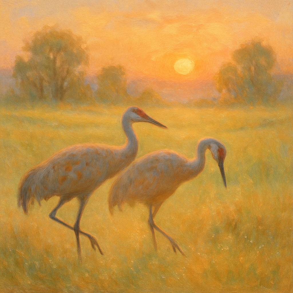 Apricot Dawn Crane Meadow Paint by numbers art