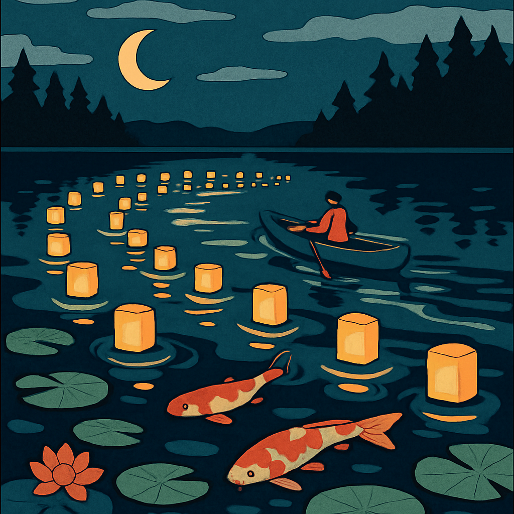 Lantern Festival Lake Panorama paint by color