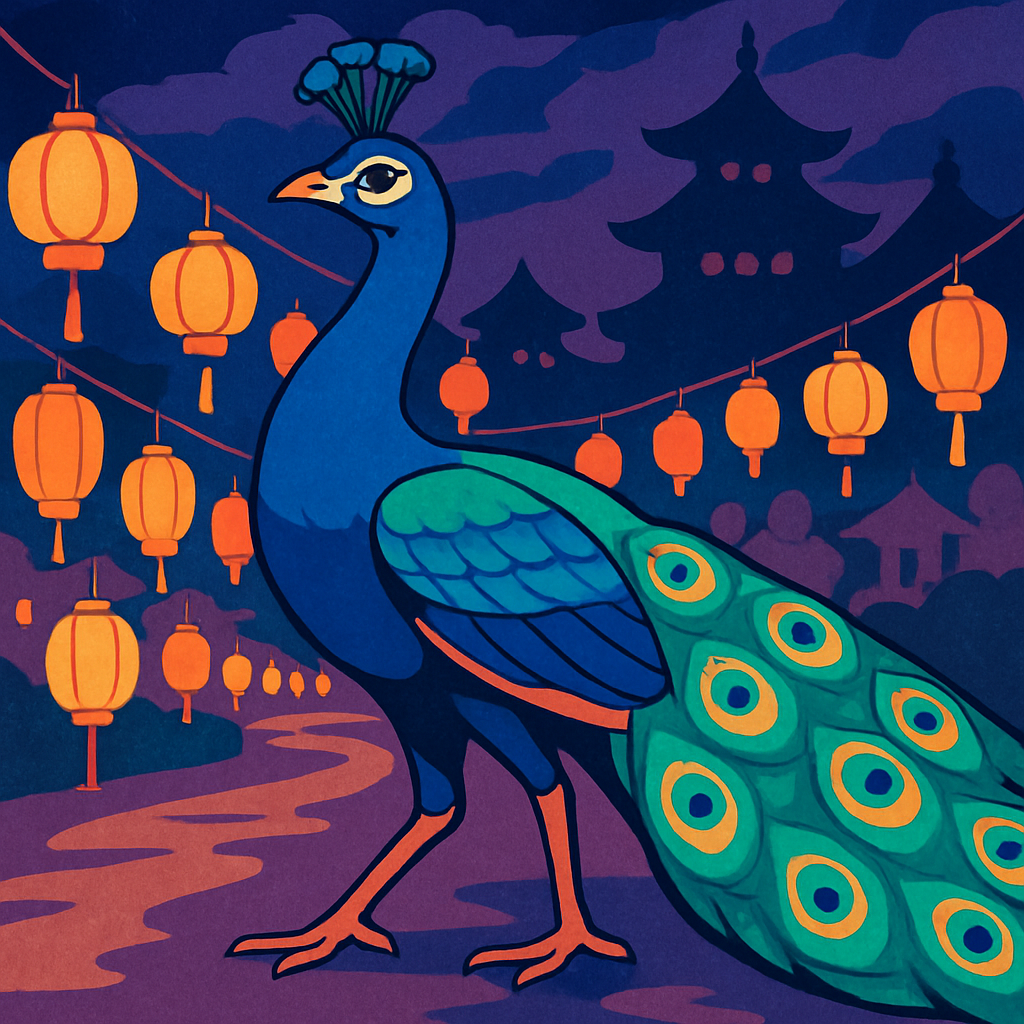 Festival Lantern Peacock Parade paint by numbers