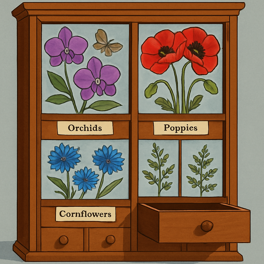 Botanical Specimen Cabinet With Floral Panels painting number kit