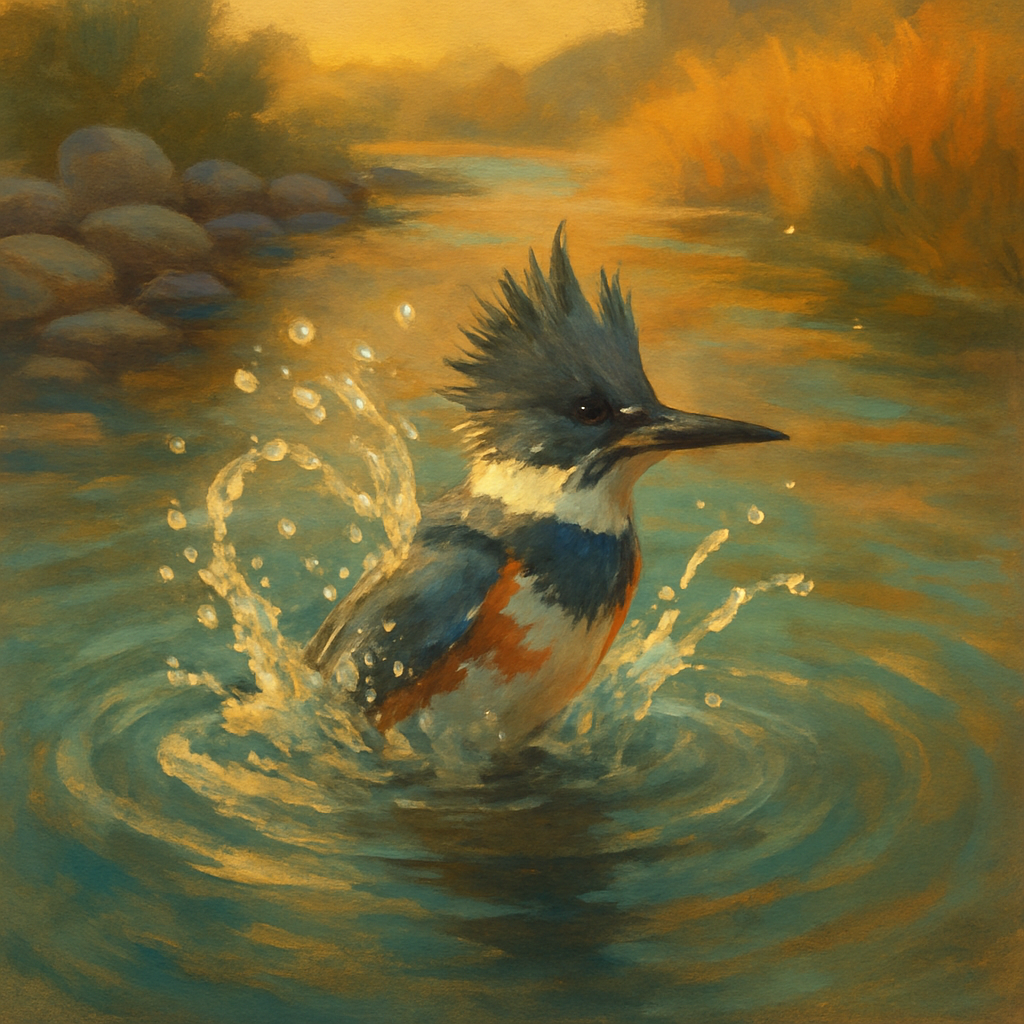 Golden Creek Kingfisher Splash paint by number