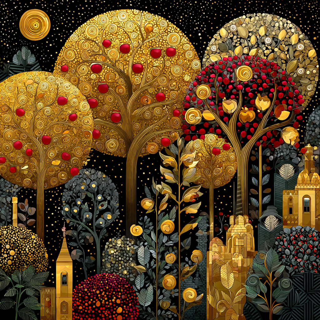 Gustav Klimt Inspired Celestial Orchard Mosaic Paint by numbers art