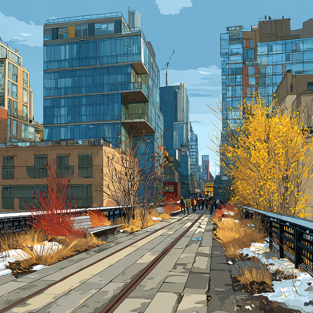 High Line Garden Walk In New York City United States Number painting
