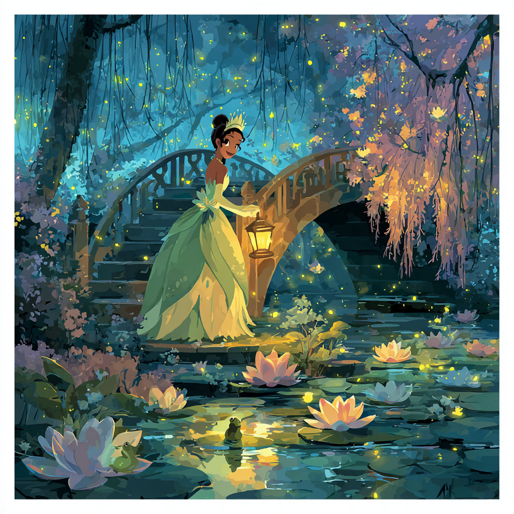 Tiana Firefly Garden Disney Inspired paint by number