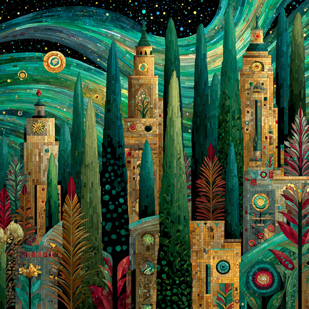 Gustav Klimt Inspired Aurora Cypress Grove paint by numbers