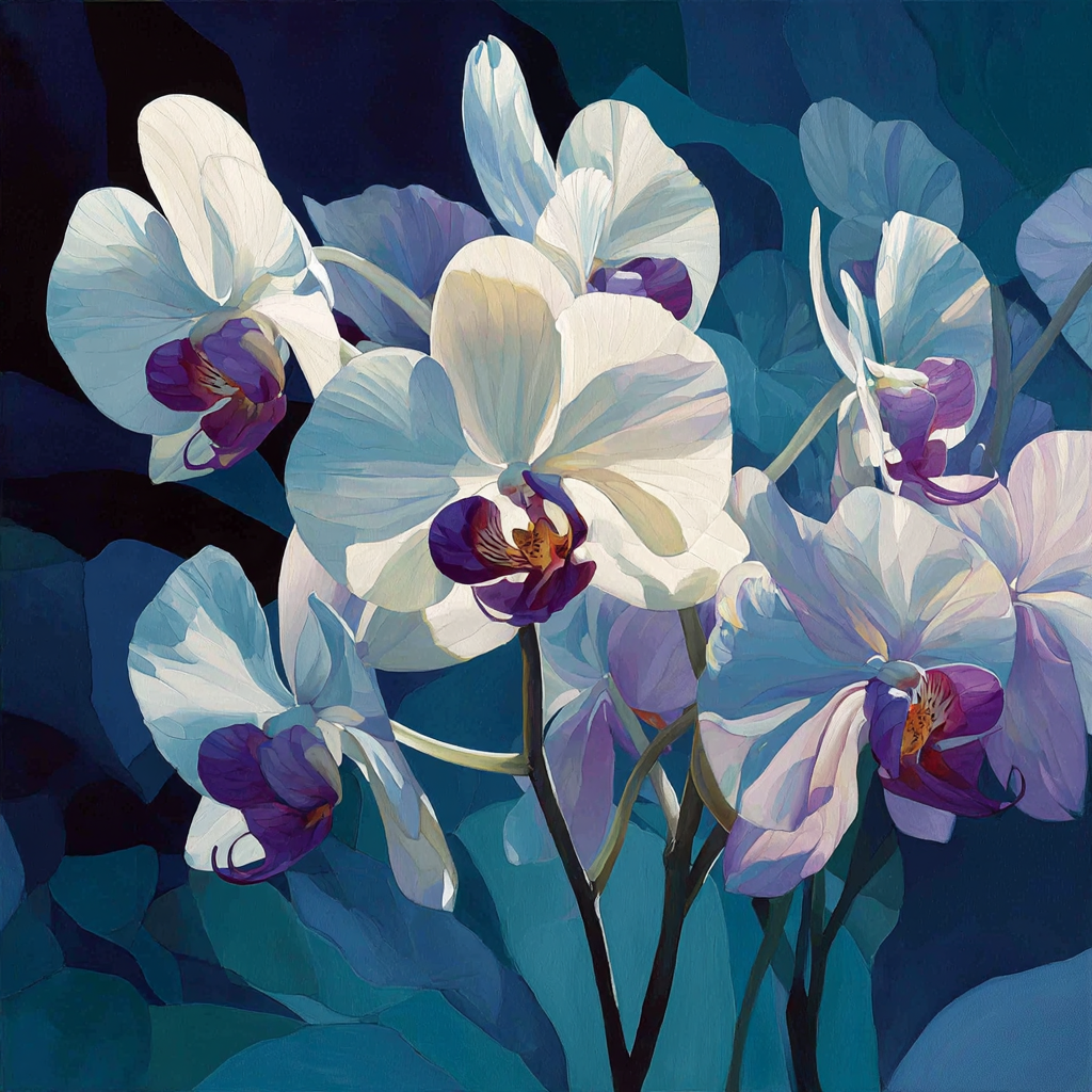 Georgia OKeeffe Inspired Moonlit Orchids DIY paint by numbers