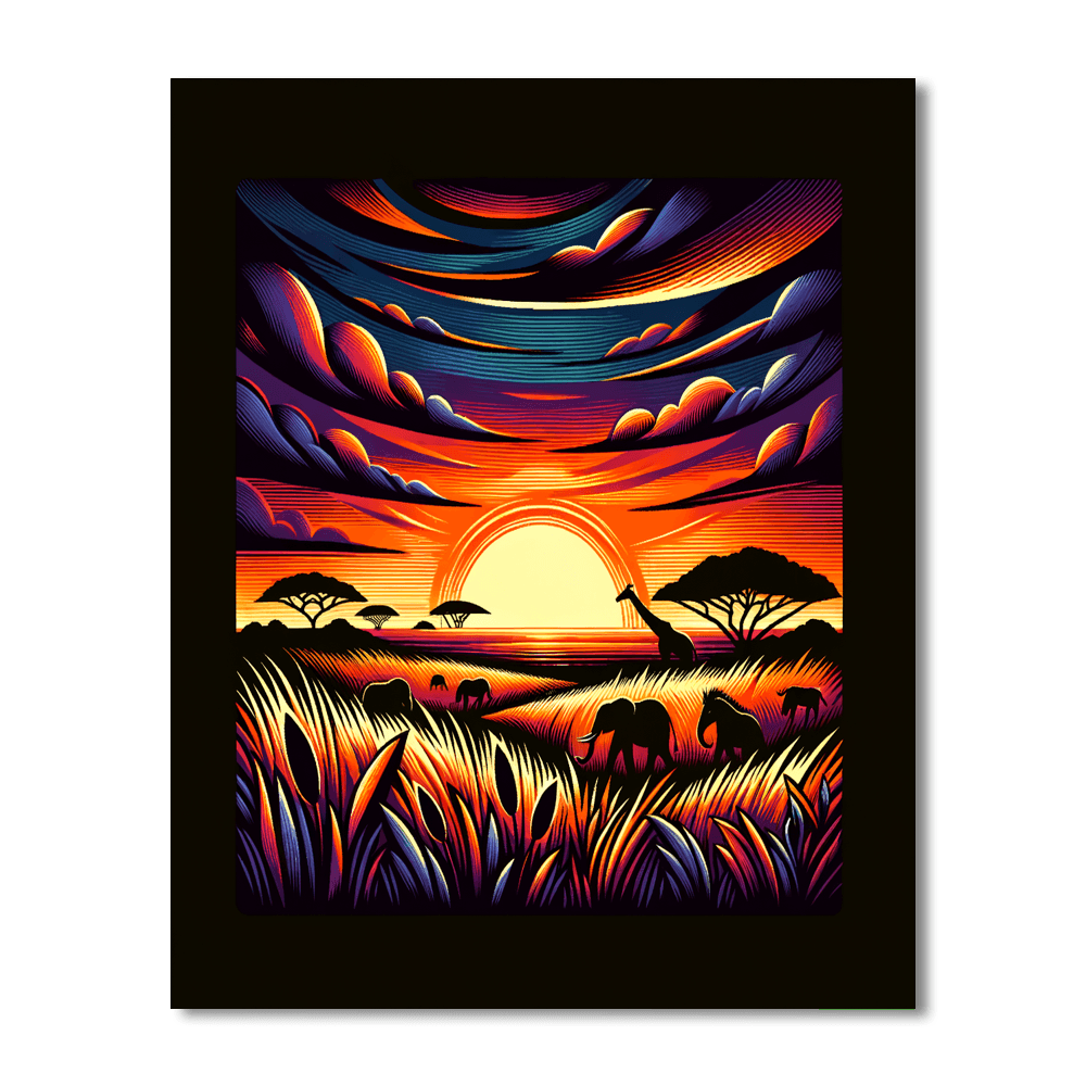 Sunset Safari Adventure Paint By Color