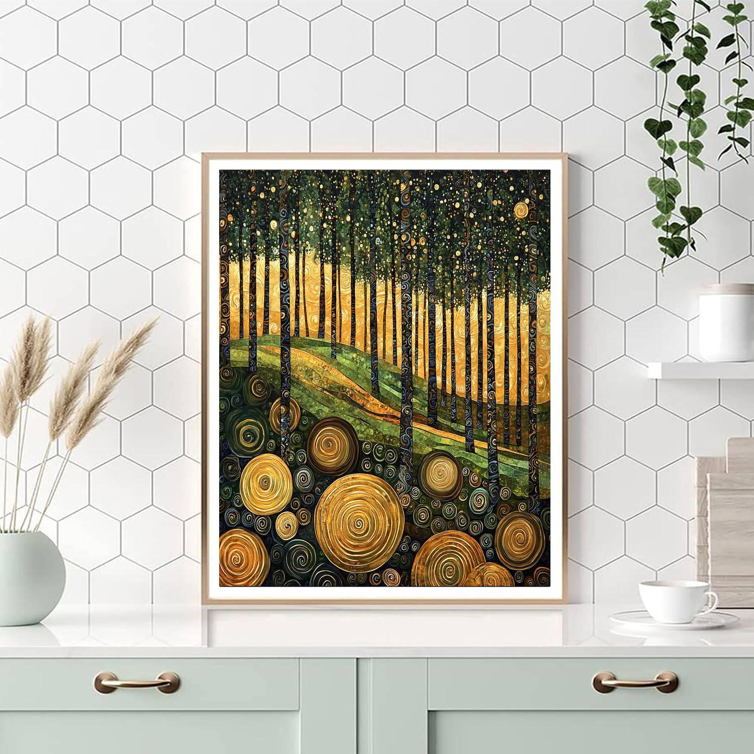 Gustav Klimt Inspired Fractal Forest Dreams  Paint By Numbers