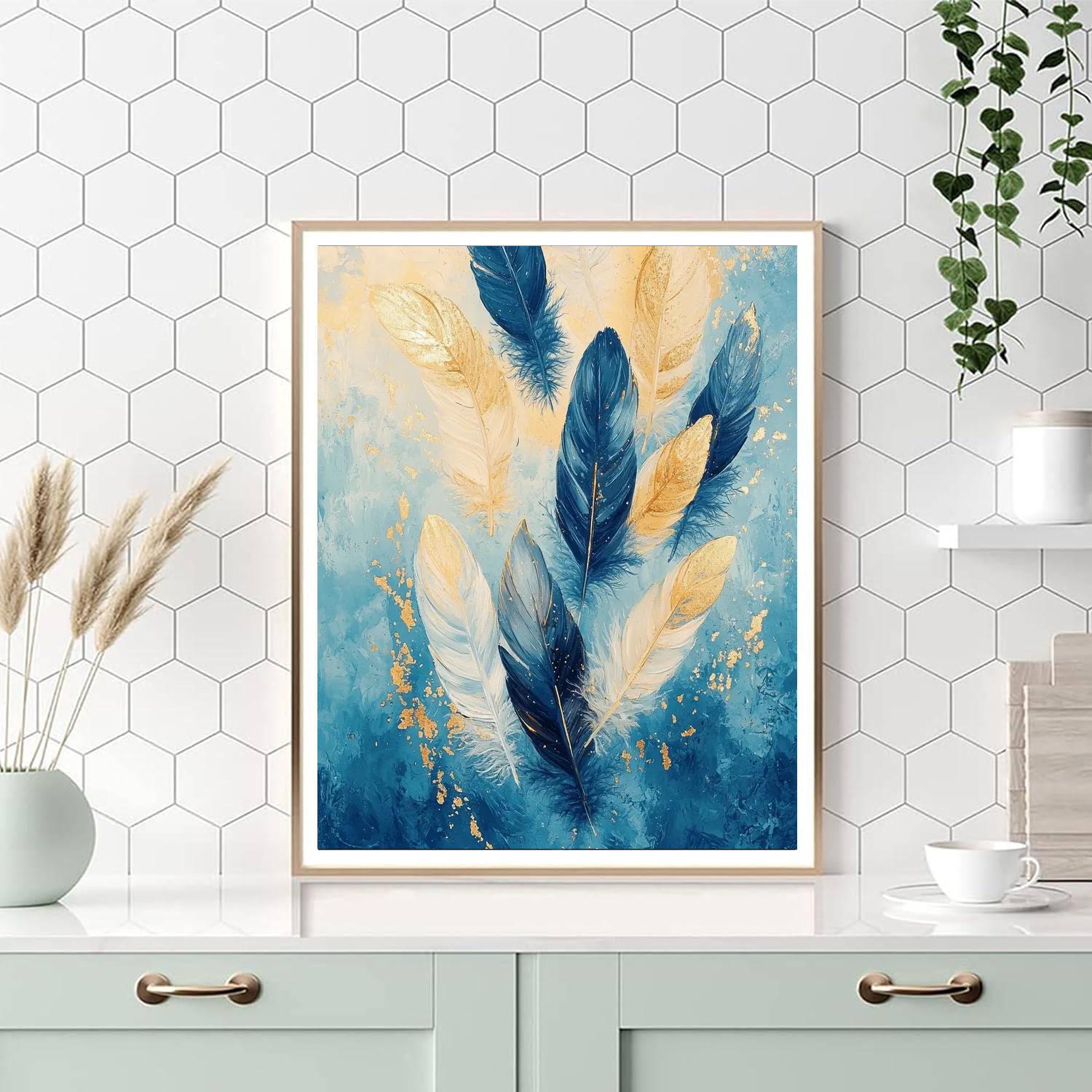 Leonardo Da Vinci Inspired Celestial Feathers  Paint By Numbers Art