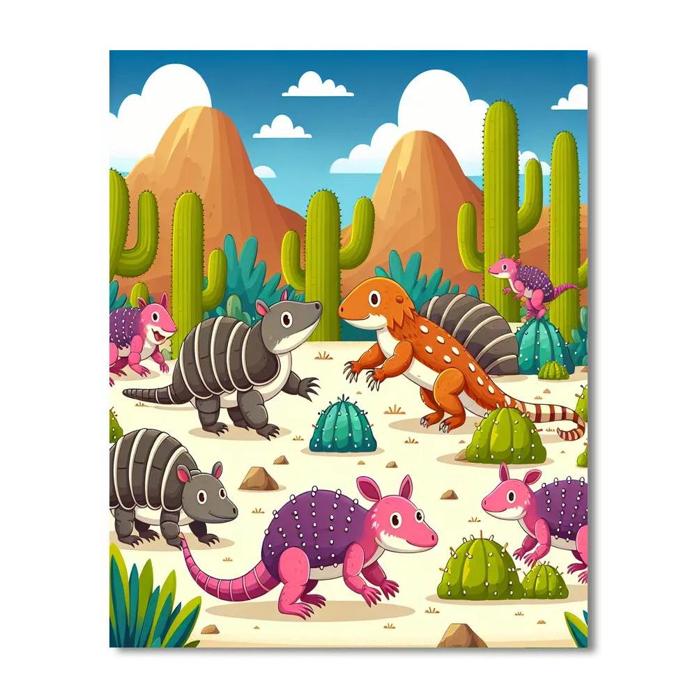 Cactus Critter Reunion Number Painting