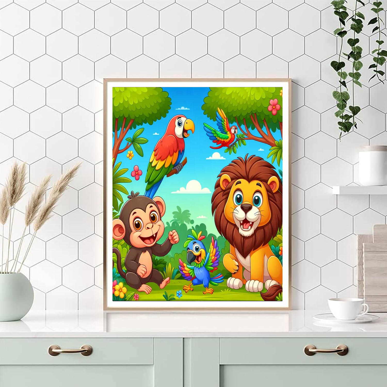 Happy Jungle Animals Numbered Painting Kits