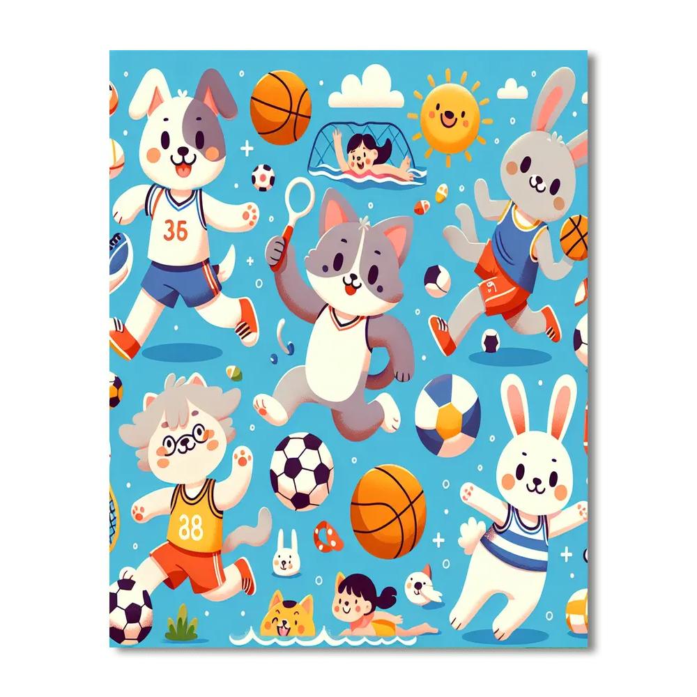 Sporty Animals Painting By Numbers Kit