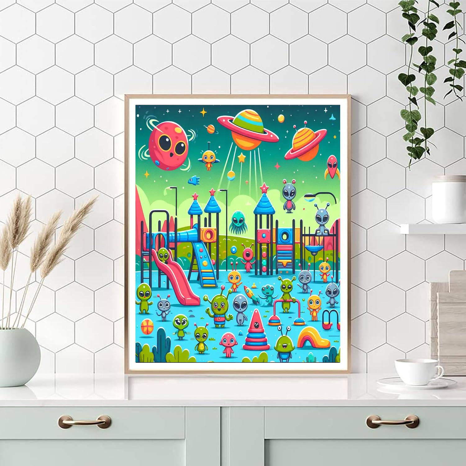 Space Alien Playground Numbered Painting Kits