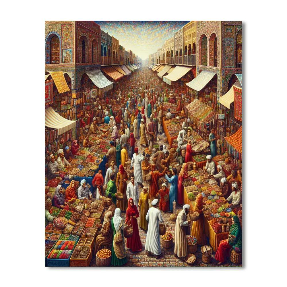 Historic Marketplace Bustle DIY Paint By Numbers