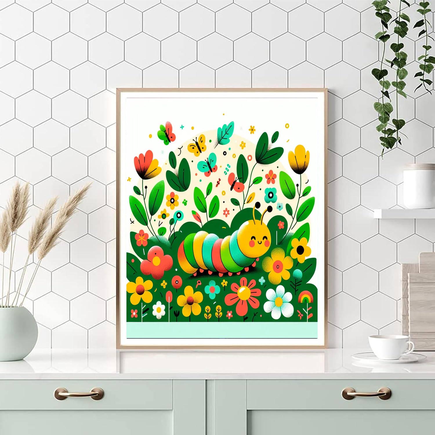 Cute Caterpillar Crawl Painting By Numbers Kit