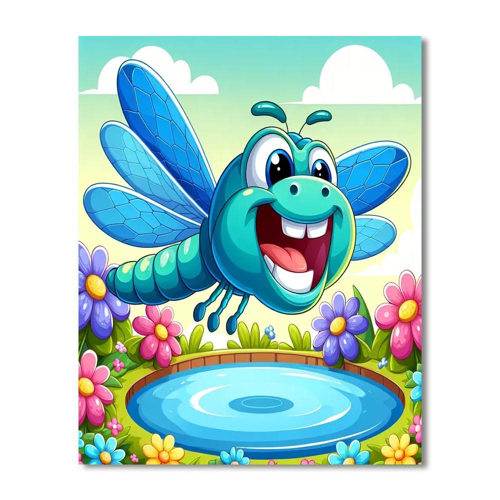 Silly Dragonfly Friend DIY Paint By Numbers
