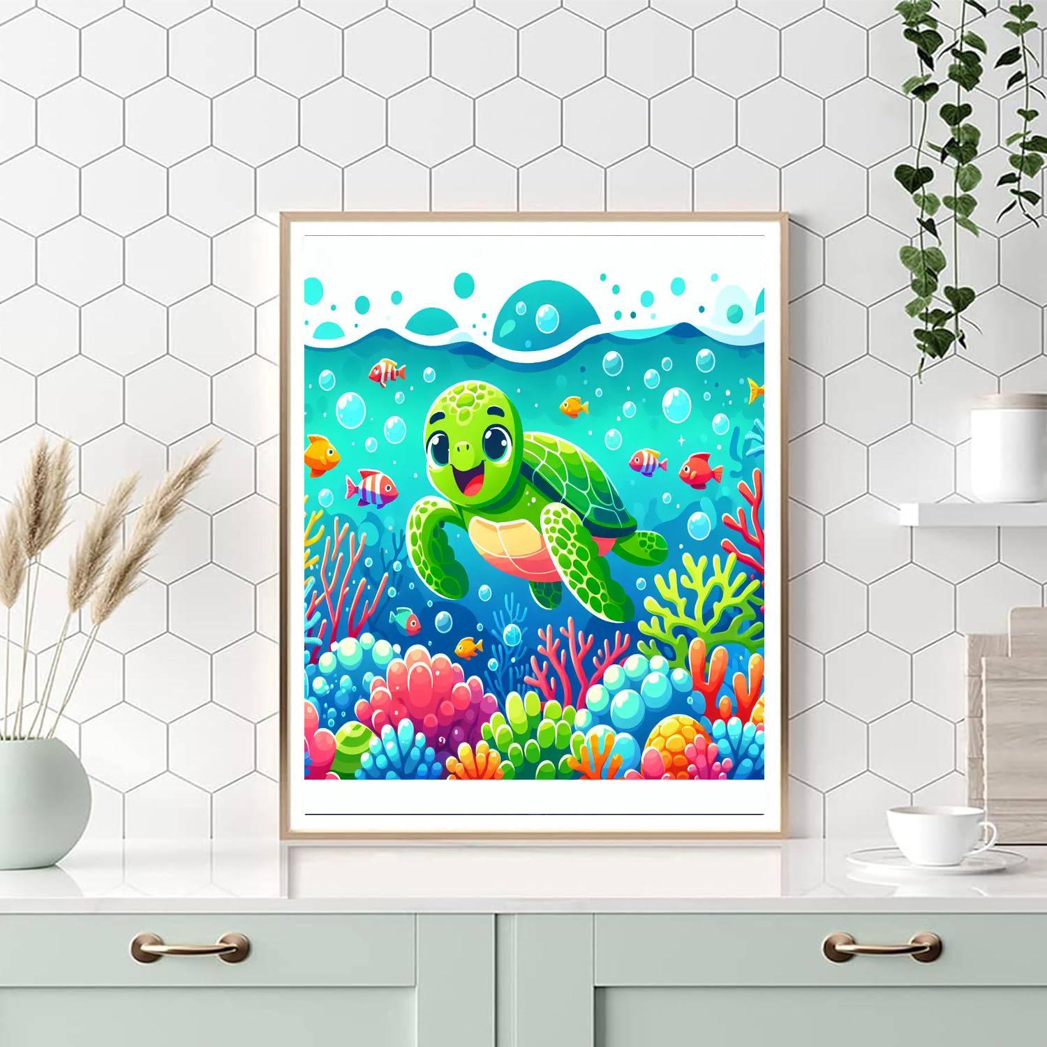 Silly Sea Turtle DIY Paint By Numbers