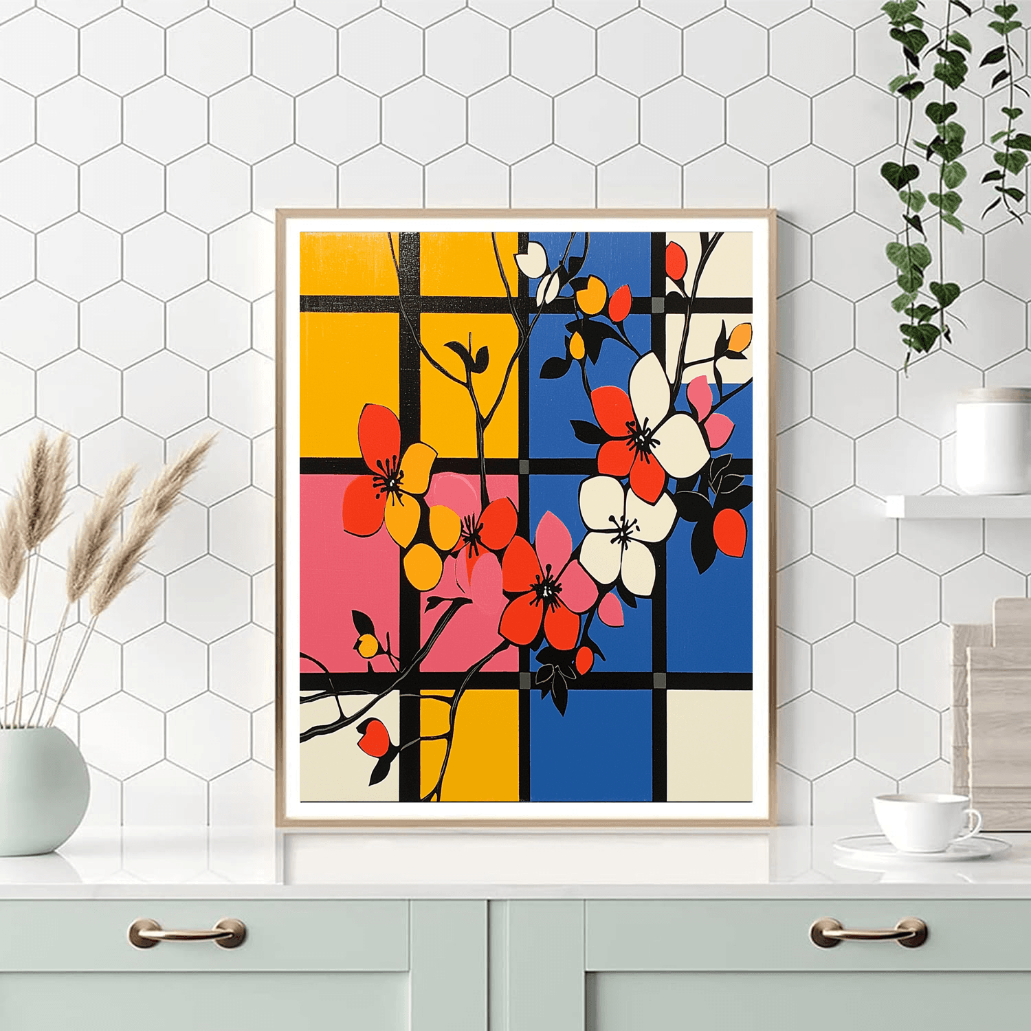 Mondrian Inspired Geometric Nature  Painting By Numbers Kit