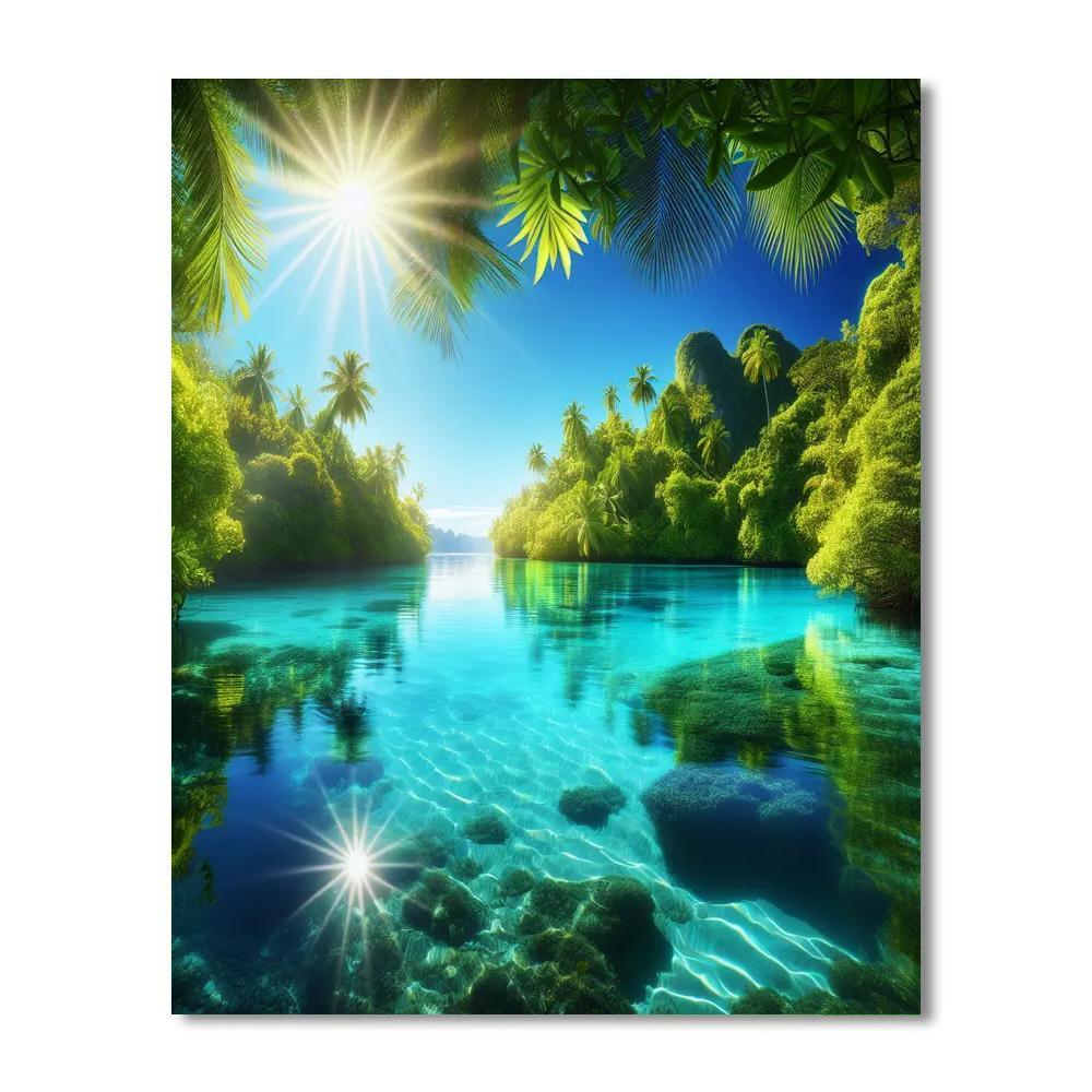 Tropical Lagoon Paint By Numbers Art