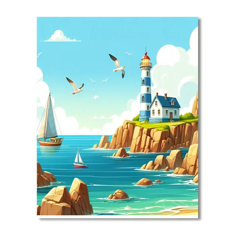 Seaside Lighthouse Escape Painting Number Kit