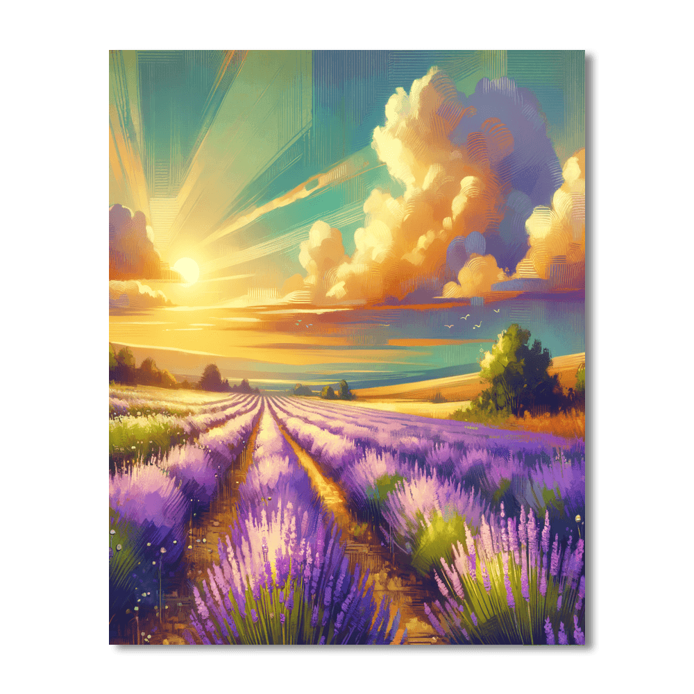 Sunlit Field Of Lavender Paint By Color