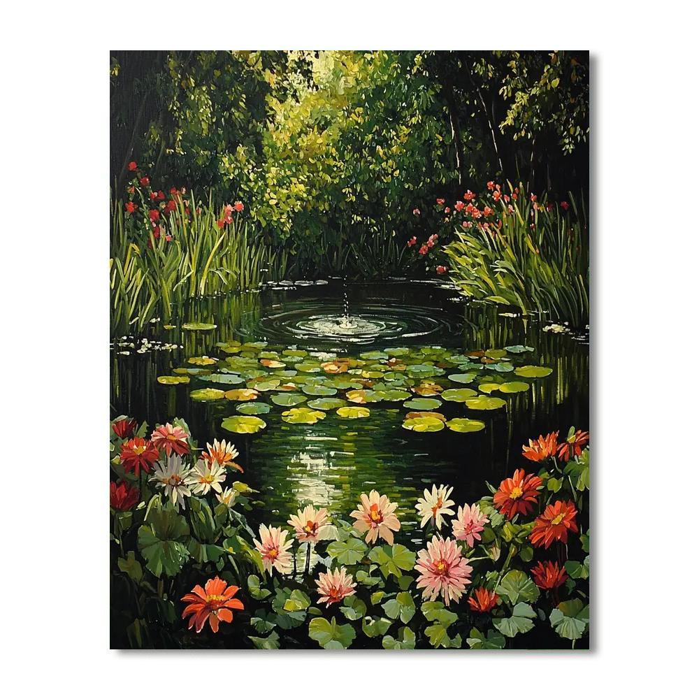 John William Waterhouse Inspired Tranquil Reflection Pond  Paint By Color