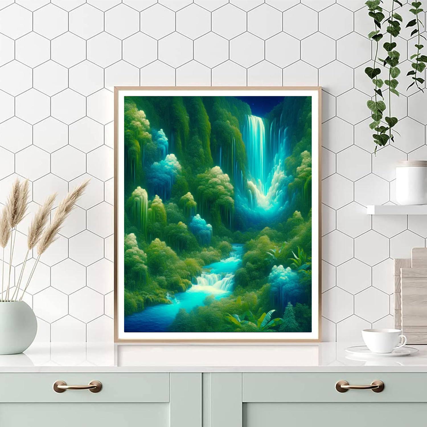 Enchanted Waterfall Retreat DIY Paint By Numbers