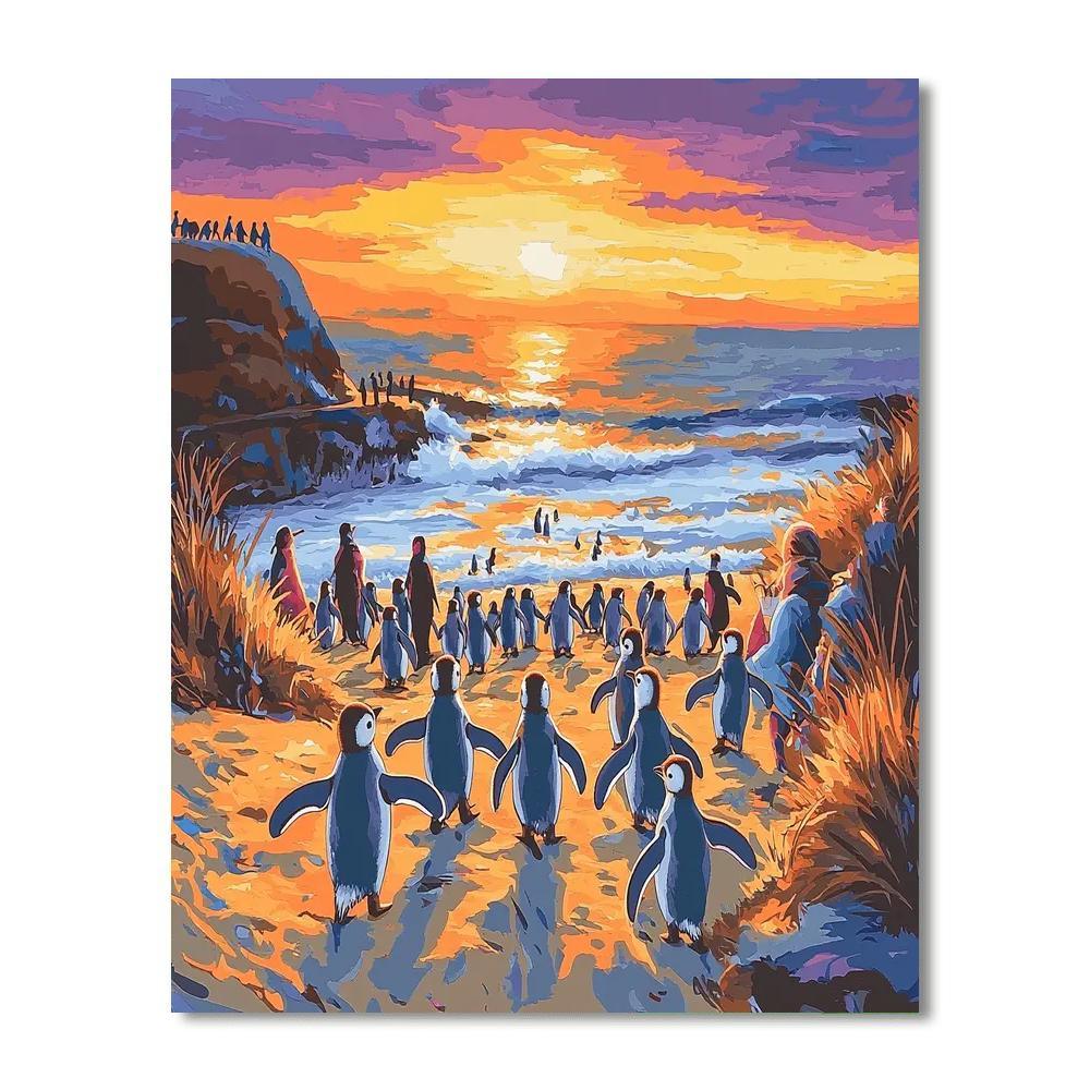 Penguin Parade At Phillip Island Painting Number Kit
