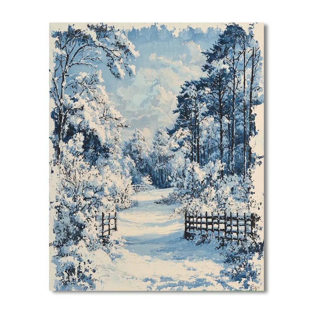 Utagawa Hiroshige Inspired Sublime Winter Scenery  Number Painting