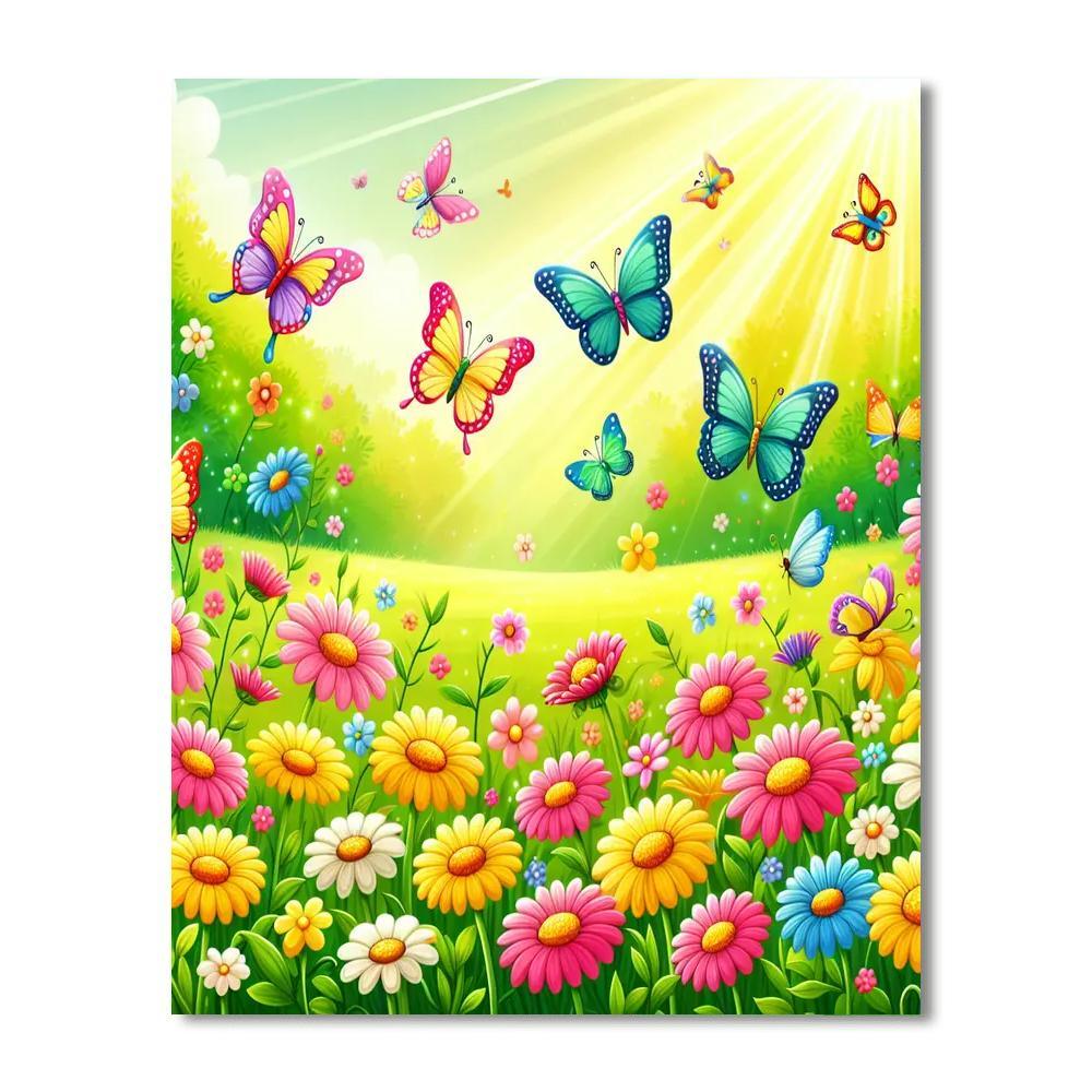 Dreamy Meadow Of Butterflies Numbered Painting Kits