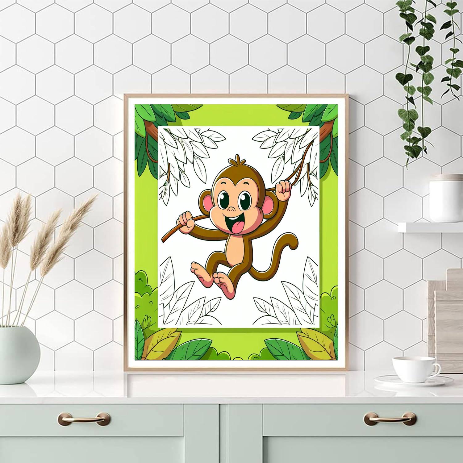 Adventure Jungle Monkey Painting Number Kit