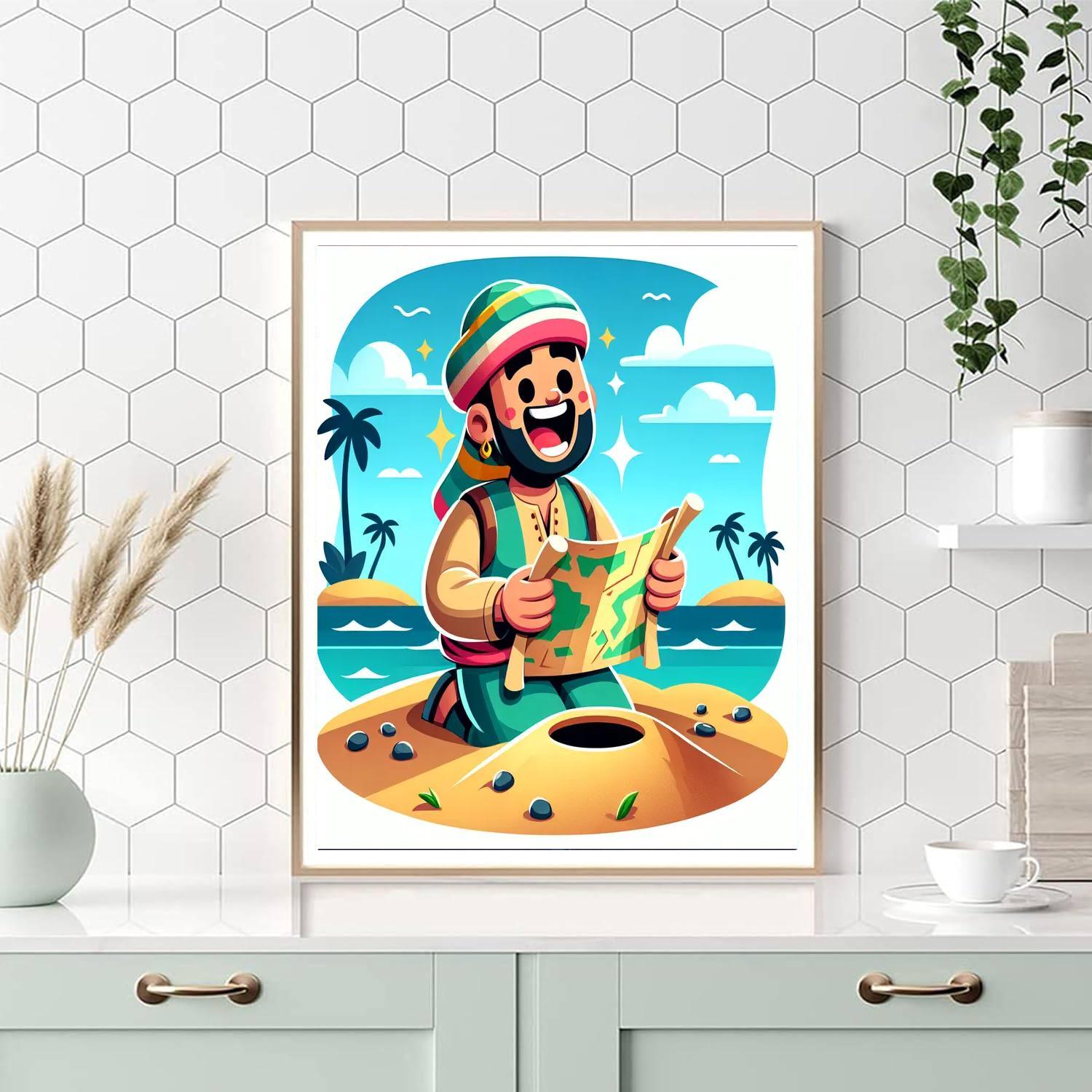 Excited Treasure Hunter DIY Paint By Numbers