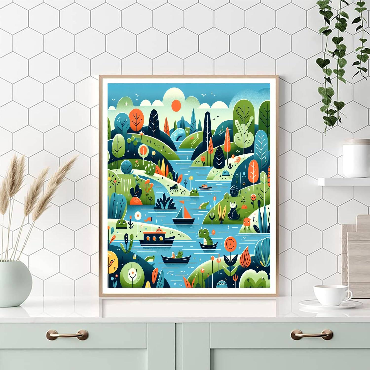 Enchanted River Voyage Painting Number Kit
