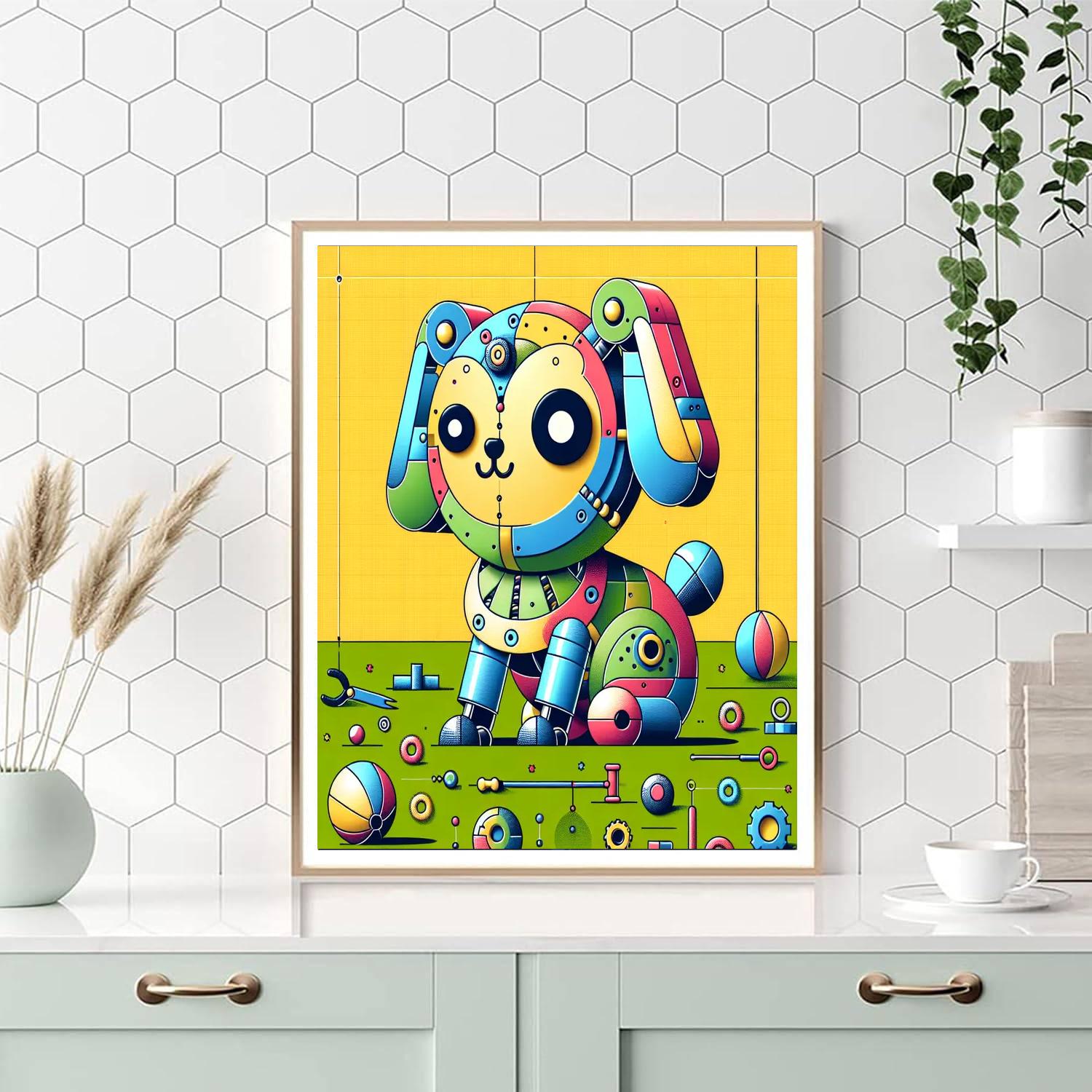 Spunky Robot Dog Paint By Numbers