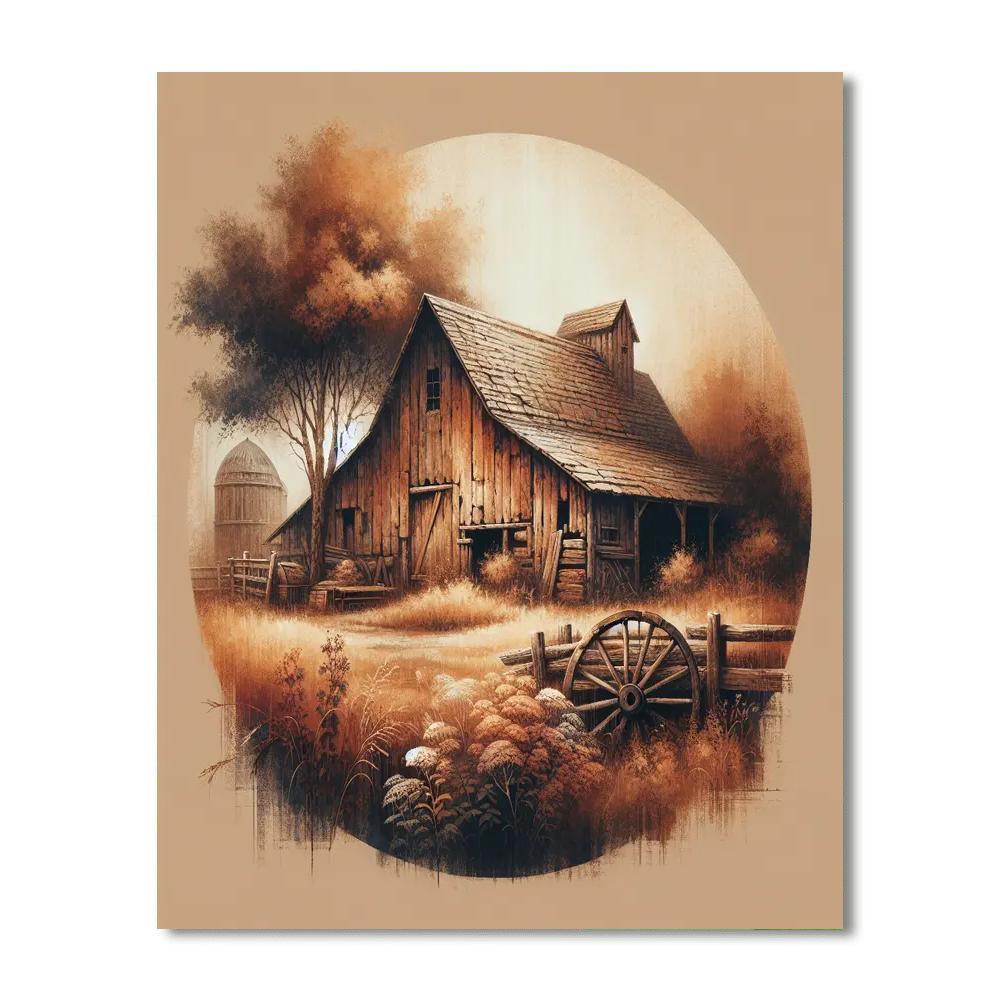 Rustic Vintage Barn DIY Paint By Numbers